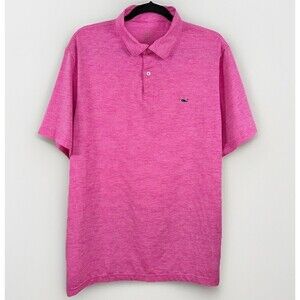 Vineyard Vines Performance Polo Pink Stripe Large Golf Shirt Stretch Breathable